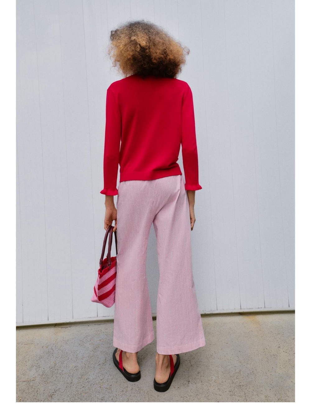 Zara Red Ruffle-Trim Button Front Cardigan - Picture 4 of 10